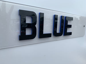 4D Blue Neon Laser Cut Style Number Plates