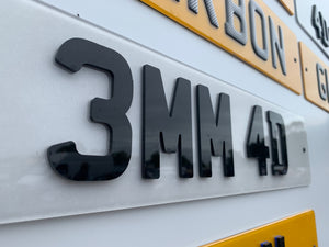 4D 3mm Laser Cut Style Number Plates