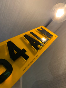 4D Yellow Neon Laser Cut Style Number Plates