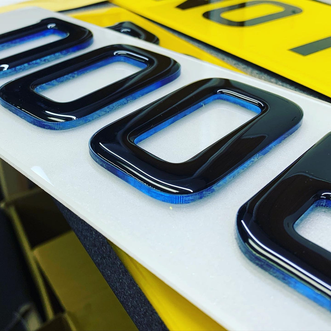 4D Neon Blue Gel Style Number Plates